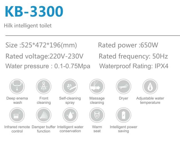 Hilk3300 Intelligent Smart Toilet Seat bidet