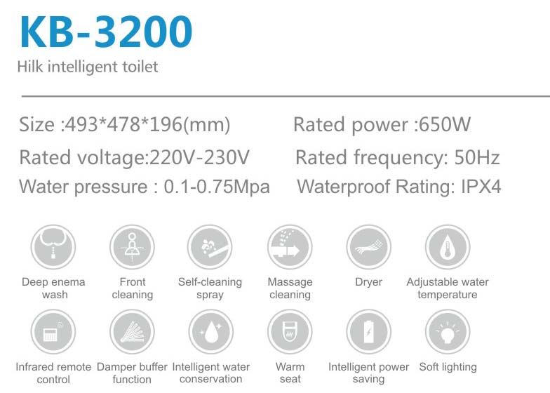 KB3200 electronic bidet seat cover