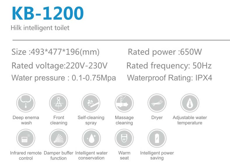 KB1200 Intelligent Smart Toilet Seat bidet cover