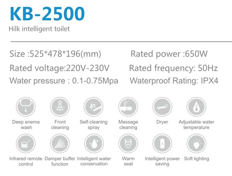 KB2500 inteligente retrete tocador sanitario inodoro inteligencia